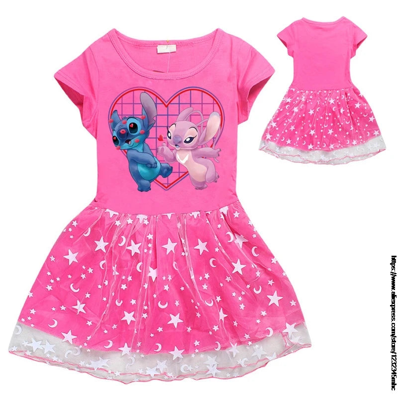 Girls Lilo And Stitch Dress Cotton Kids Dresses for Girls Party Clothes 3 To 10  Vestidos Toddler Costume Birthday Gift