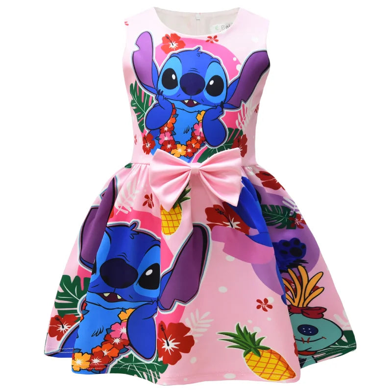 Lilo and Stitch Baby Girls Lilo Stitch Cosplay Princess Dress Kids Birthday Christmas Party Costume Summer Clothes Bow Sundress