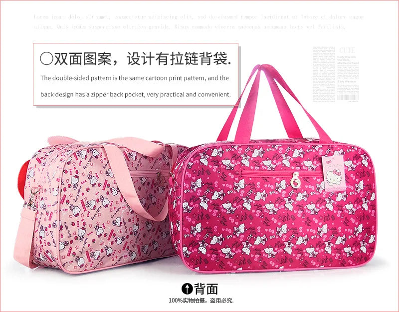 Sanrio Oxford cloth messenger bag hello kitty cartoon travel luggage storage bag girl shoulder bag gym handbag