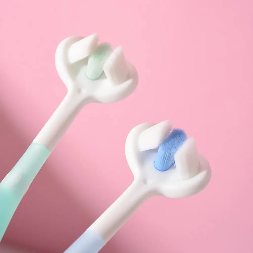 Candy Color Three Sided Toothbrush Teeth Clean 360 Degree 3D Tooth Brush Deep Cleaning Soft Bristle Oral Care Brush Boy Girl