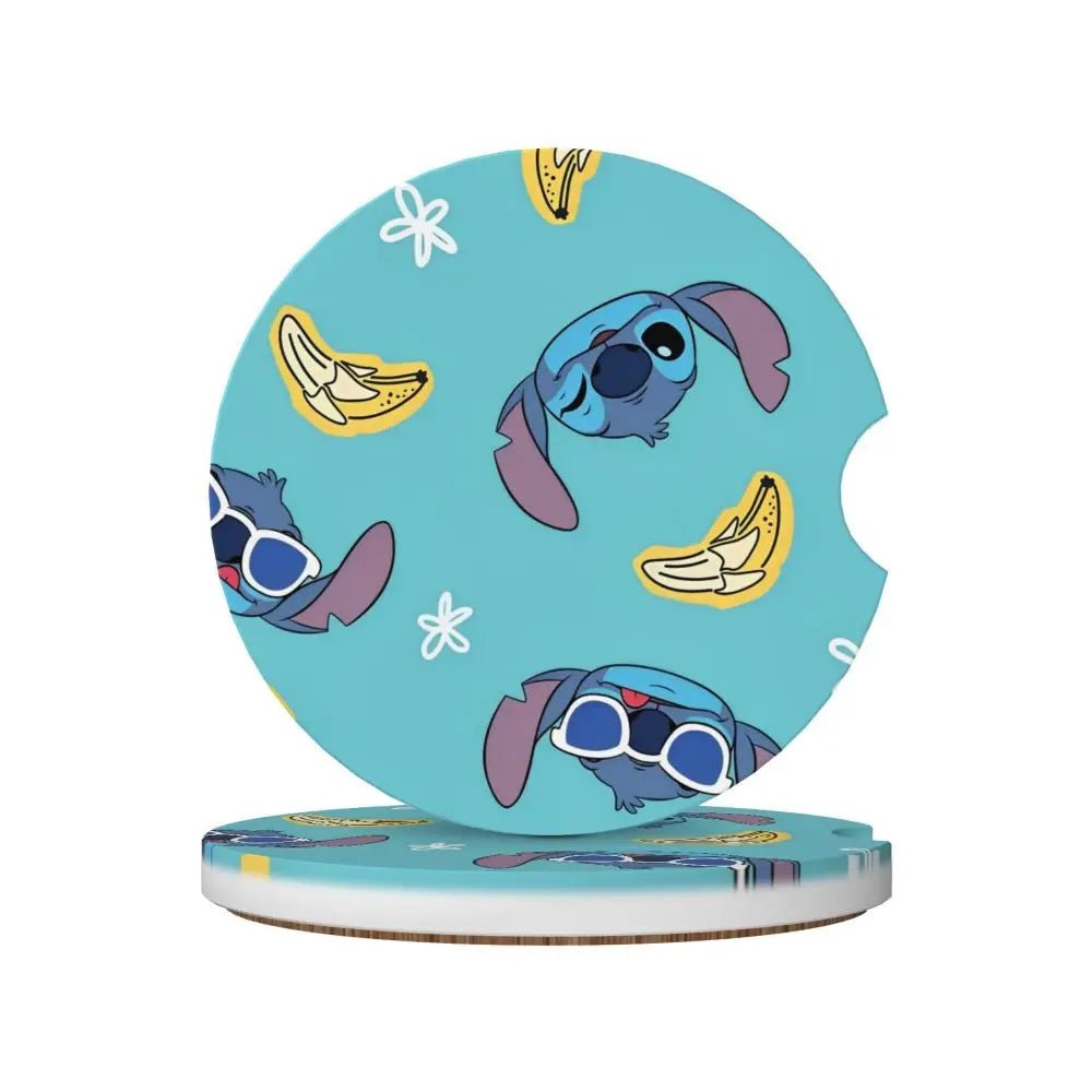 Kawaii Stitch Cartoon Car Cup Coaster 2PCS Universal Cup Holders Embedded in Ornaments Coaster Car Interior Accessories