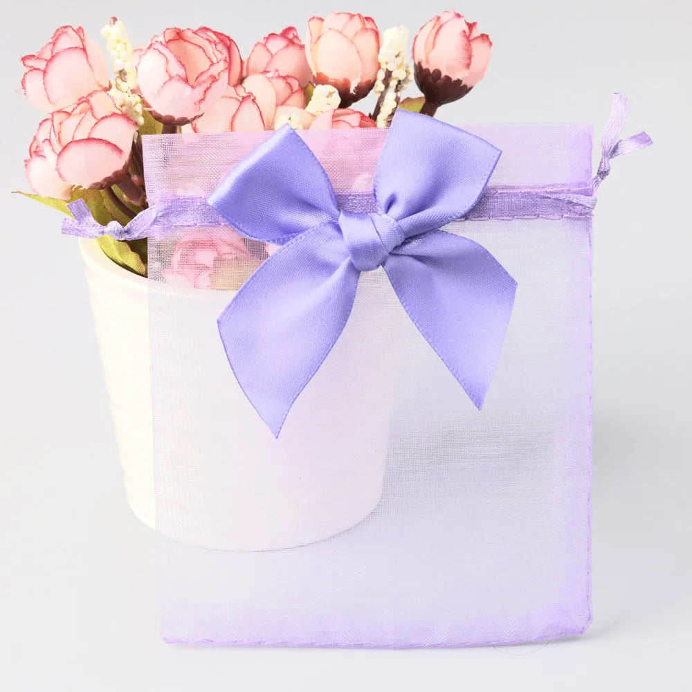 10/20/50pcs/lot New Organza Gift Bag Bowknot Christmas Party Wedding Candy Bags Exquisite Jewelry Packing Drawstring Pouch