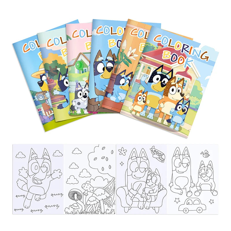 Bluey And Bingo Diy Coloring Drawing Book Anime Cartoon Color Graffiti Painting Book Education Puzzle Toys For Kids