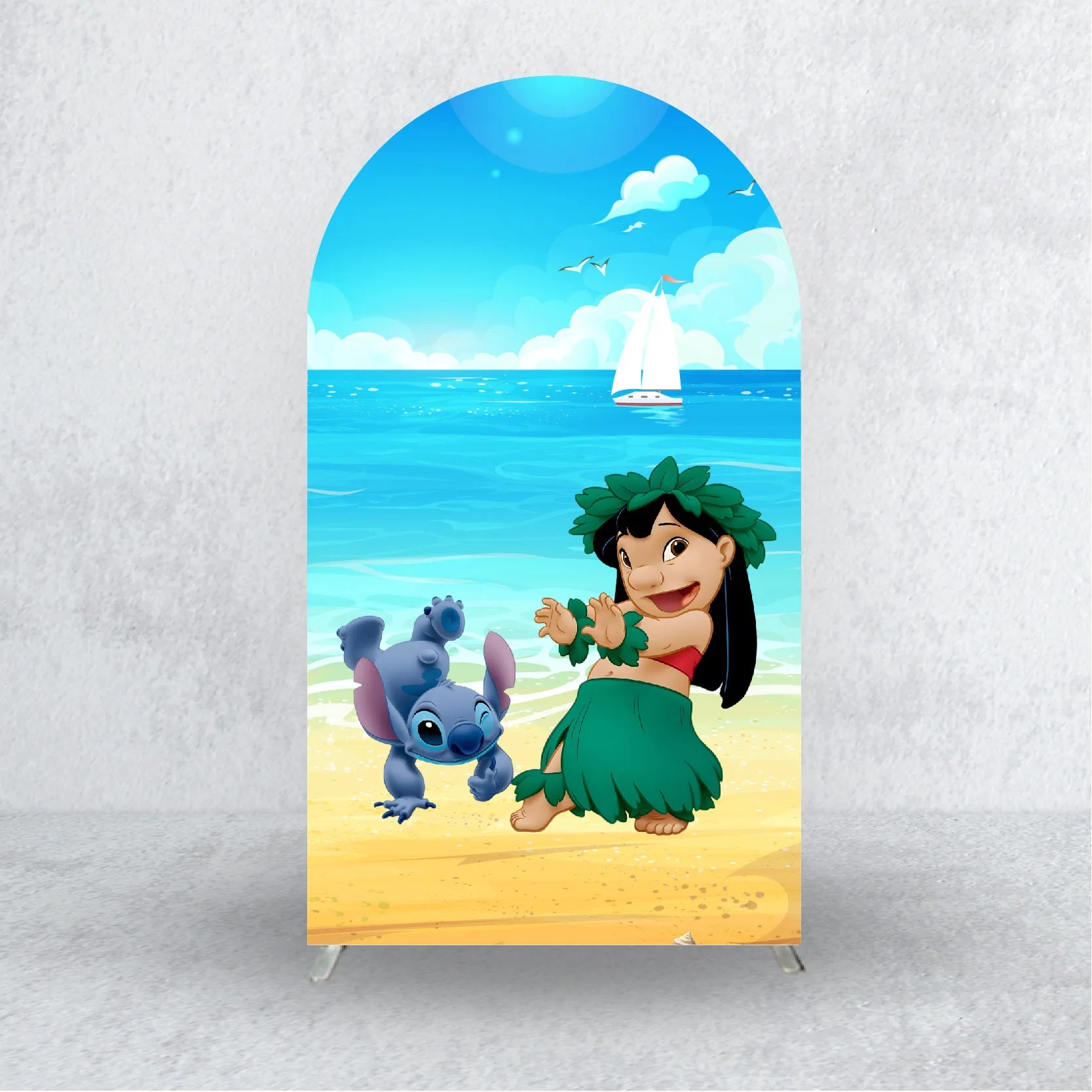 Lilo and Stitch Backdrops Arch Cover Elastic Fabric Kids Birthday Party Custom Decoration Supplies Photo Background Banner Props
