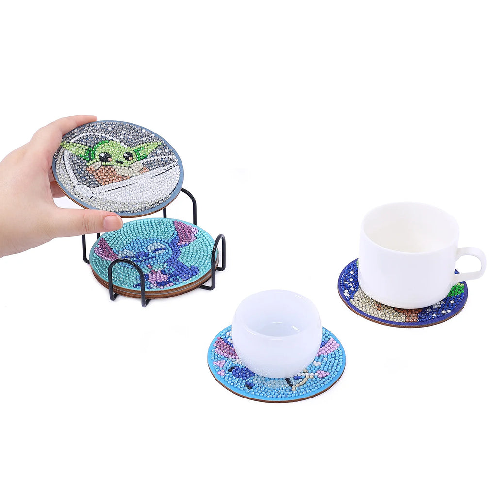 5DDIY Wooden Dot Diamond Cup Cushion with Thermal Insulation and Anti Slip Diamond Painting Stitch Coffee Cup Cushion