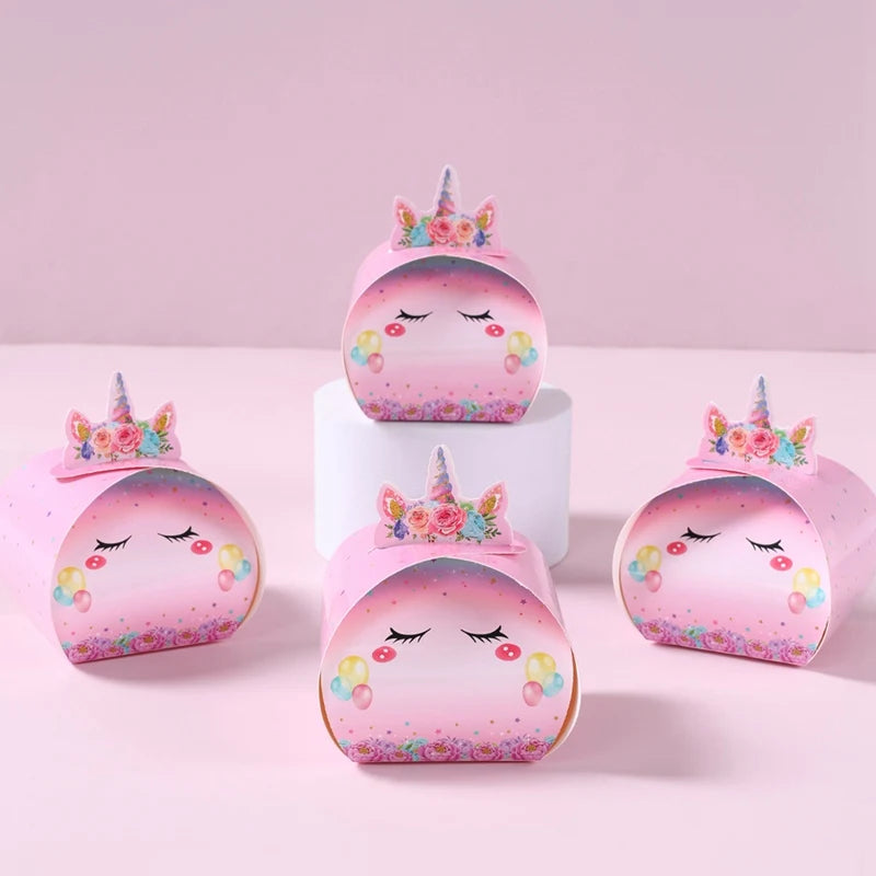 Rainbow Unicorn Handbag Candy Bag Happy 1st Birthday Party Decorations Kids Favors Gift Unicorn Box Baby Shower Girls Supplies