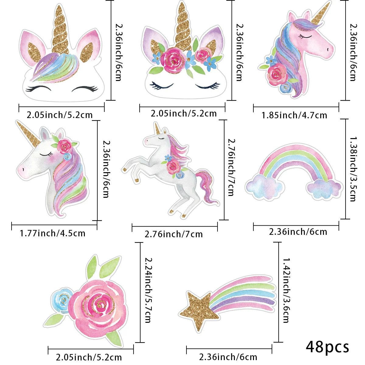 24Pcs Carton Unicorn Cupcake Topper Colorful Rainbow Paper Toppers For Kids Unicorn Birthday Party DIY Cake Decoration Supplies