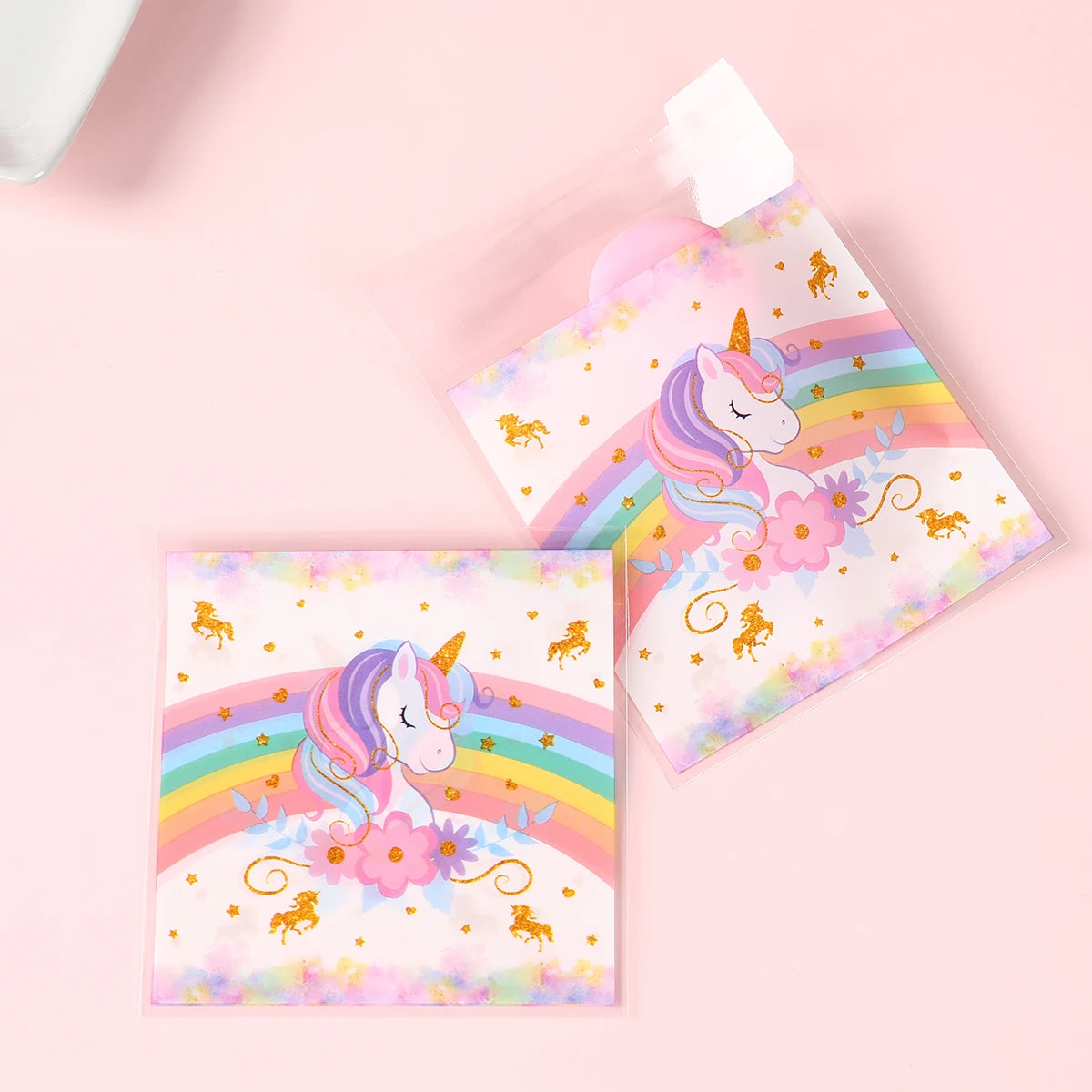 50/100Pcs Unicorn Party Gift Bags Birthday Party Decoration Candy Bags Packaging Bags Baby Shower Kids Favors Party Supplies