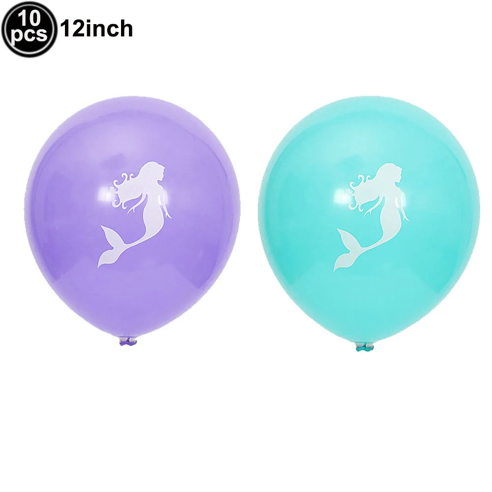 Mermaid Party Balloon 10pcs Mini Shell Foil Balloon Mini Mermaid Shape Balloons Girls Birthday Mermaid Themed Party Supplies