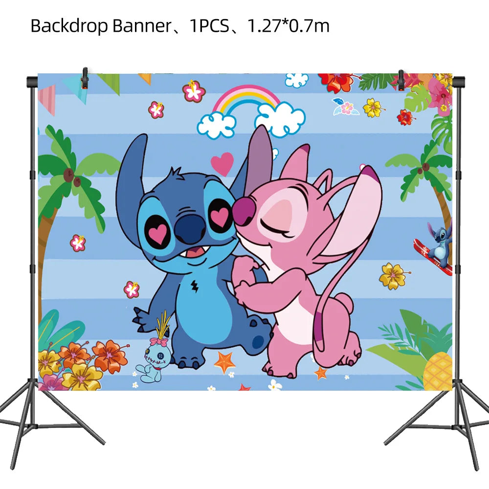 Stitch Birthday Party Decorations Tableware Cups Plates Tablecloth for Kids Foil Balloon Backdrop Lilo and Stitch Party Favors