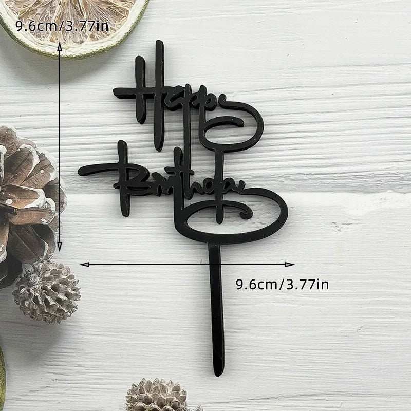 10 Pcs Acrylic Happy Birthday Cake Topper Pink Gold Silver Acrylic Kids Men Women Cake Decorations for Baby Shower Gift Supplies