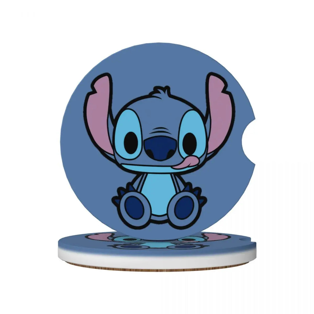 Kawaii Stitch Cartoon Car Cup Coaster 2PCS Universal Cup Holders Embedded in Ornaments Coaster Car Interior Accessories