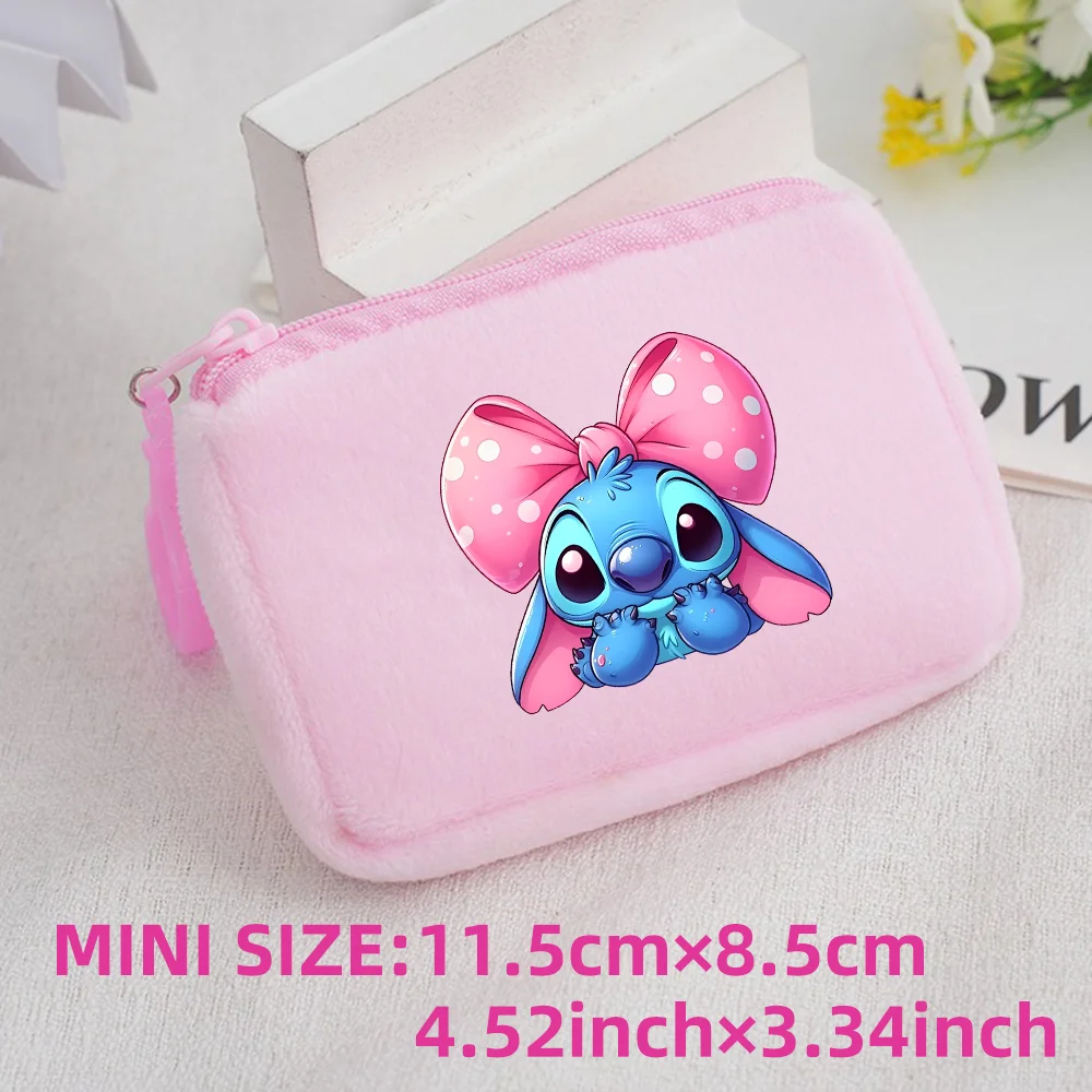 Lilo Stitch Kids Anime Plush Coin Purse Girls Boys Cute Mini Wallet Cartoon Moneybag Kids Storage Bag Pendant Birthday Gifts