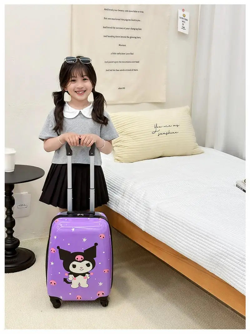 New 18-Inch Suitcase Kawaii Kuromi Kids Trolley Case Student Cartoon Luggage Girls Travel Portable Boarding Case Kids Toys Gift