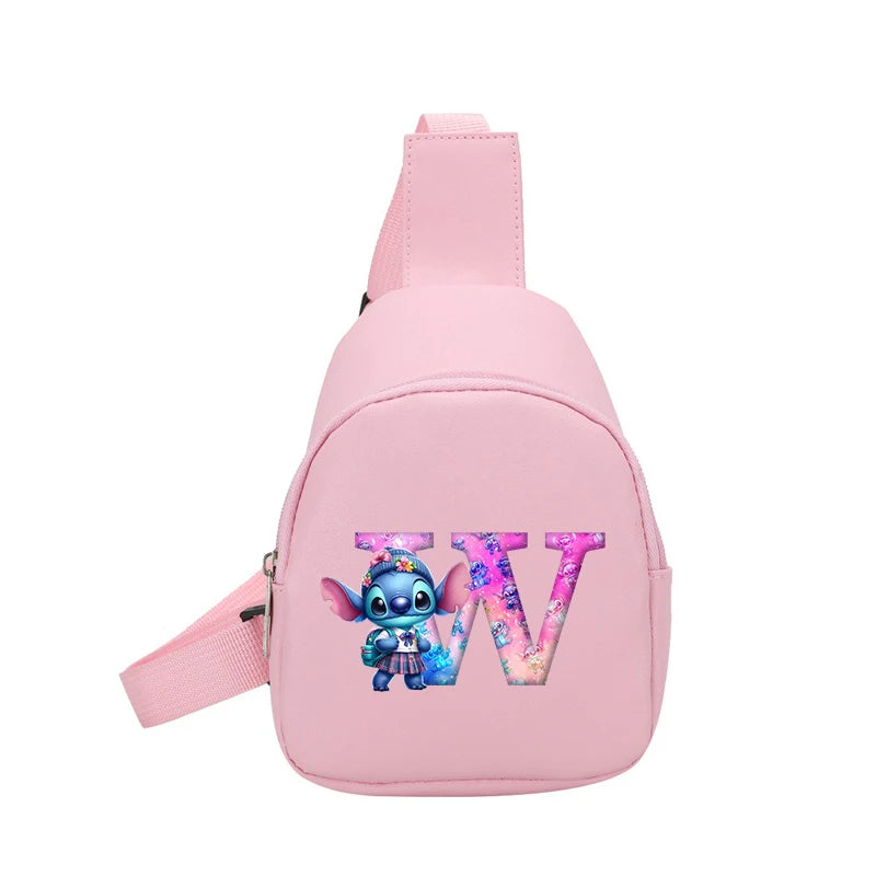 Cartoon Lilo&stitch Pu Chest Bag Mini Outdoor ShoulderBag Boy Girl Satchel Bags Costume Accessories Students Crossbady Bag Purse