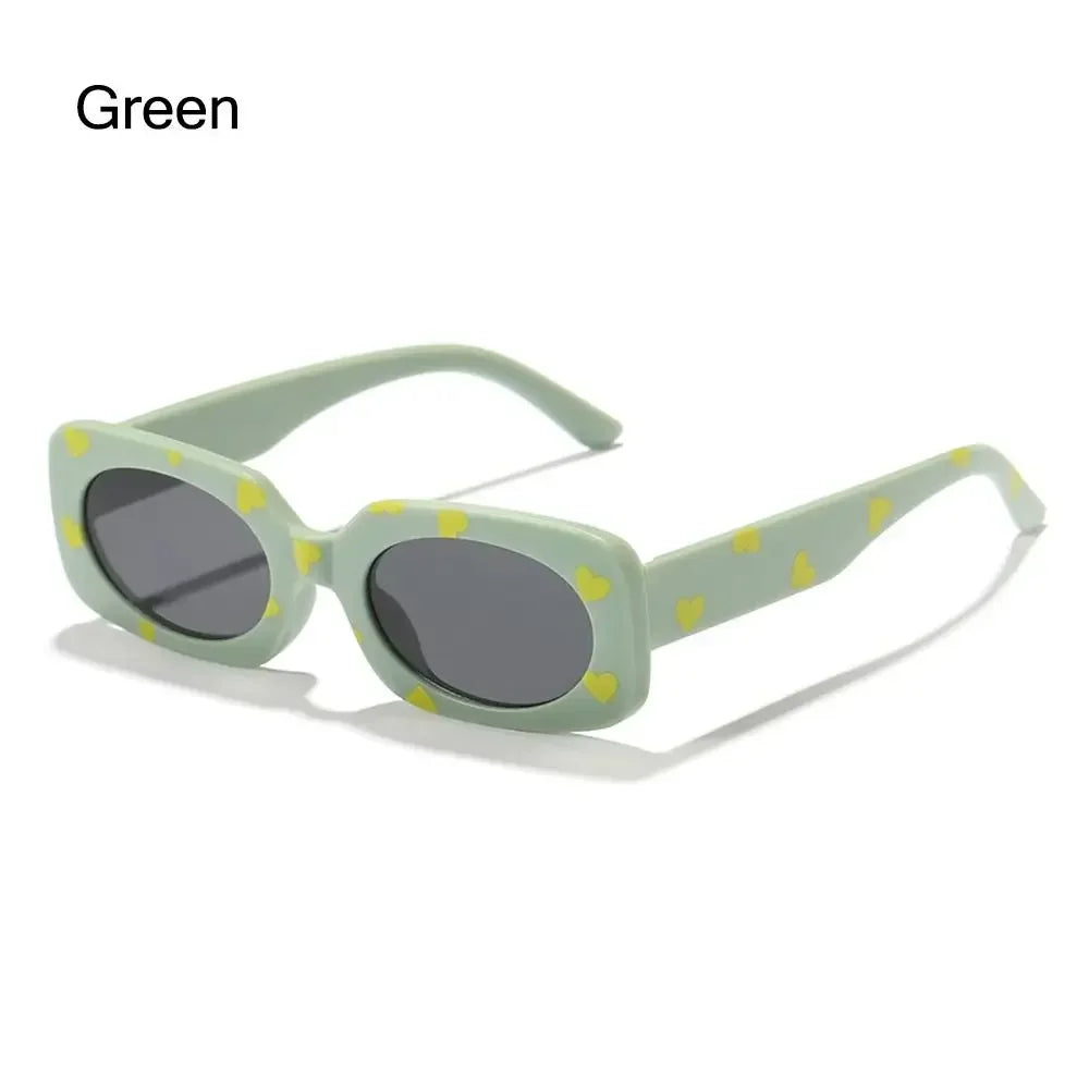 UV400 Heart Print Children Sunglasses Cute 2-8 Years Sun Protection Eyewear Kids Rectangular Sun Glasses