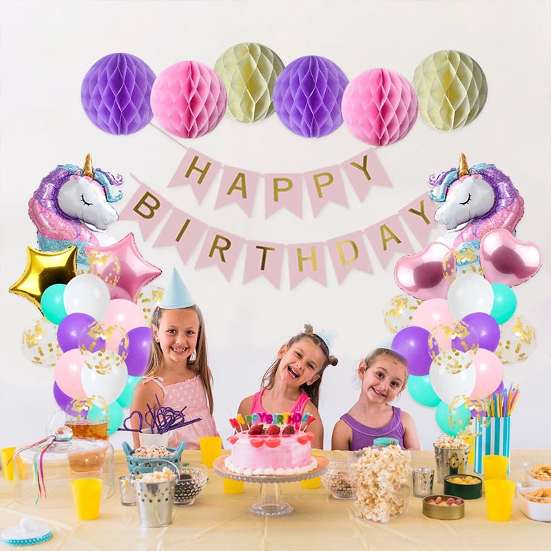 Unicorn Star Color Balloon Garland Arch Kit Rainbow Wedding Birthday Party Decor Kids Baby Shower Birthday Latex Balloons
