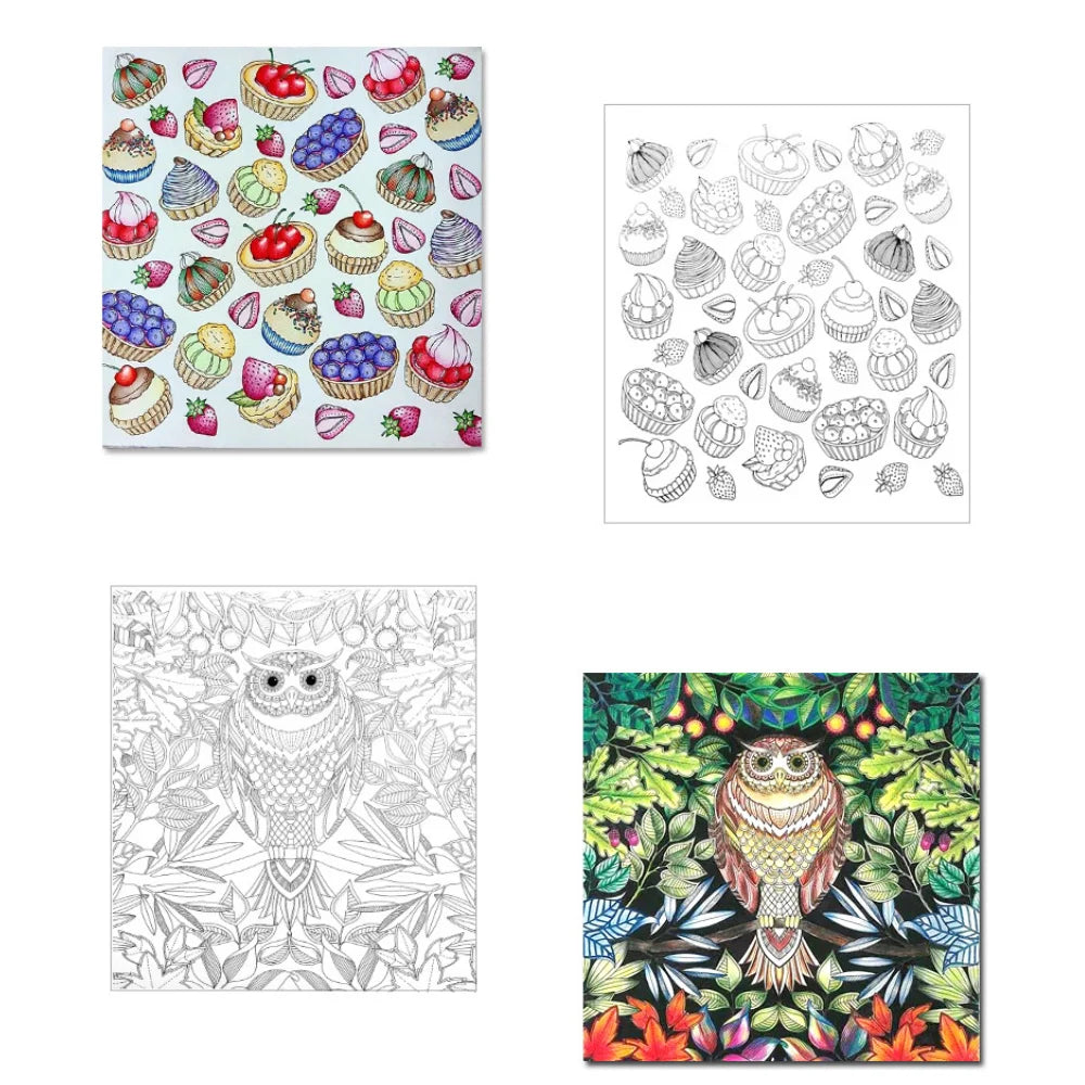 8 PCS Colouring Book for Children and Adults, Kill Time Underlined Painting Art