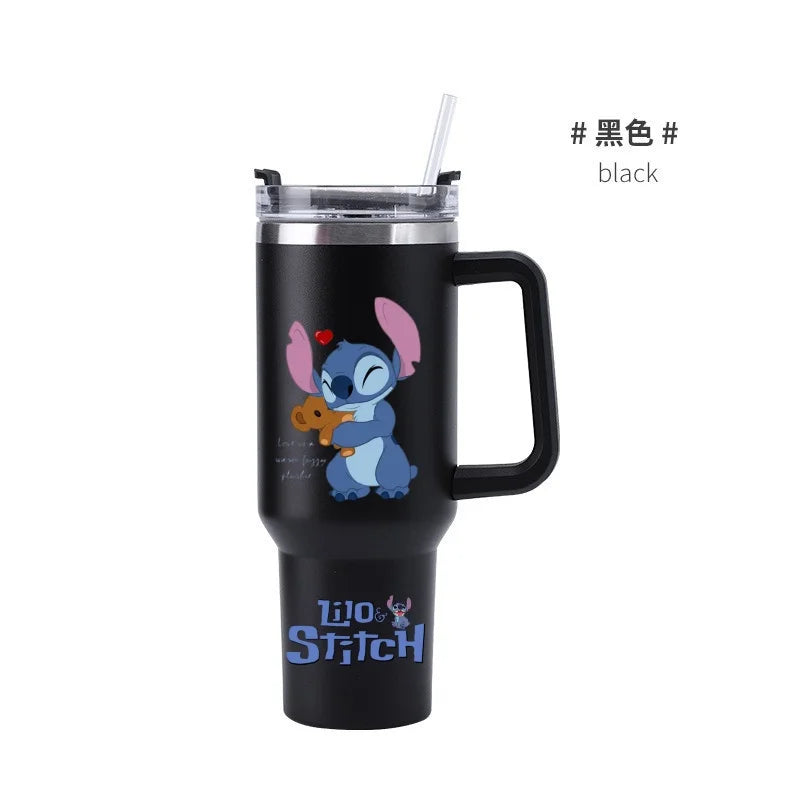 Thermal Coffee Lilo & Stitch Cups with Straw Stainless Steel Vacuum Insulated Tumbler 40oz Thermal Iced Travel Cup for Outdoor