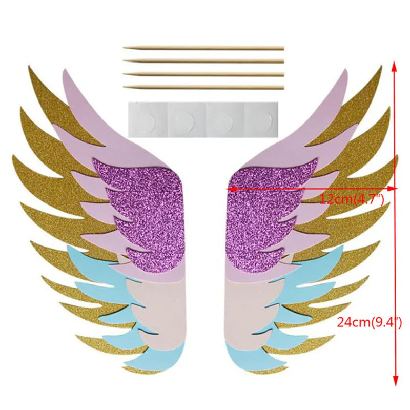 Unicorn Cake Toppers Rainbow Unicorn Horn Wings Girl Birthday Party DIY Decoration Cupcake Wrapper Unicorn Theme Party Supplies