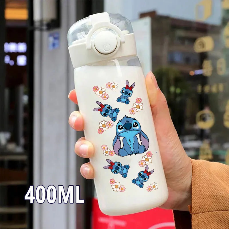 Lilo&Stitch 560/600/400ML Water Cup Children Portable Plastic Transparent Straw Stitch Outdoor Large Capacity Sport Water Bottle