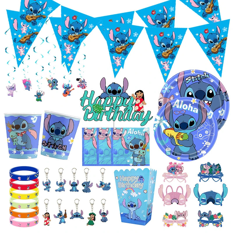 Stitch Party Supplies For Child Lilo And Stitch Birthday Party Decorations Balloons Banner Tablecloth Backdrop Tableware