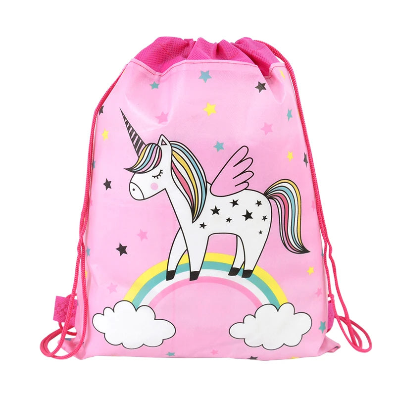 1/6/12Pcs Unicorn Drawstring Bag Kids Girls Unicorn Birthday Party Favors Supplies Candy Gift Packaging School Storage Backpacks