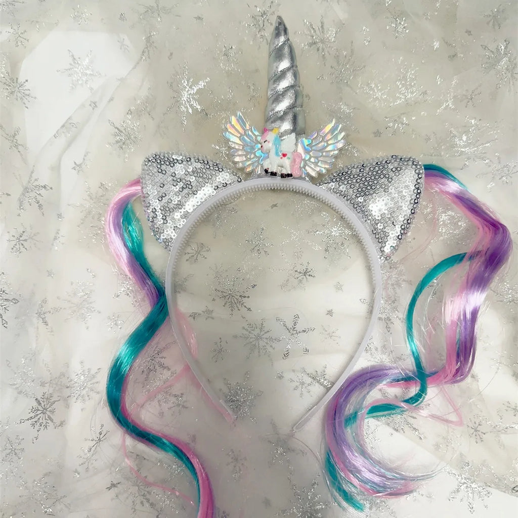 Unicorn Birthday Girl Headband Baby Shower Party Cute Kids Hair Hoop Hairbands Accessories Unicorn Birthday Party Decor Headwear