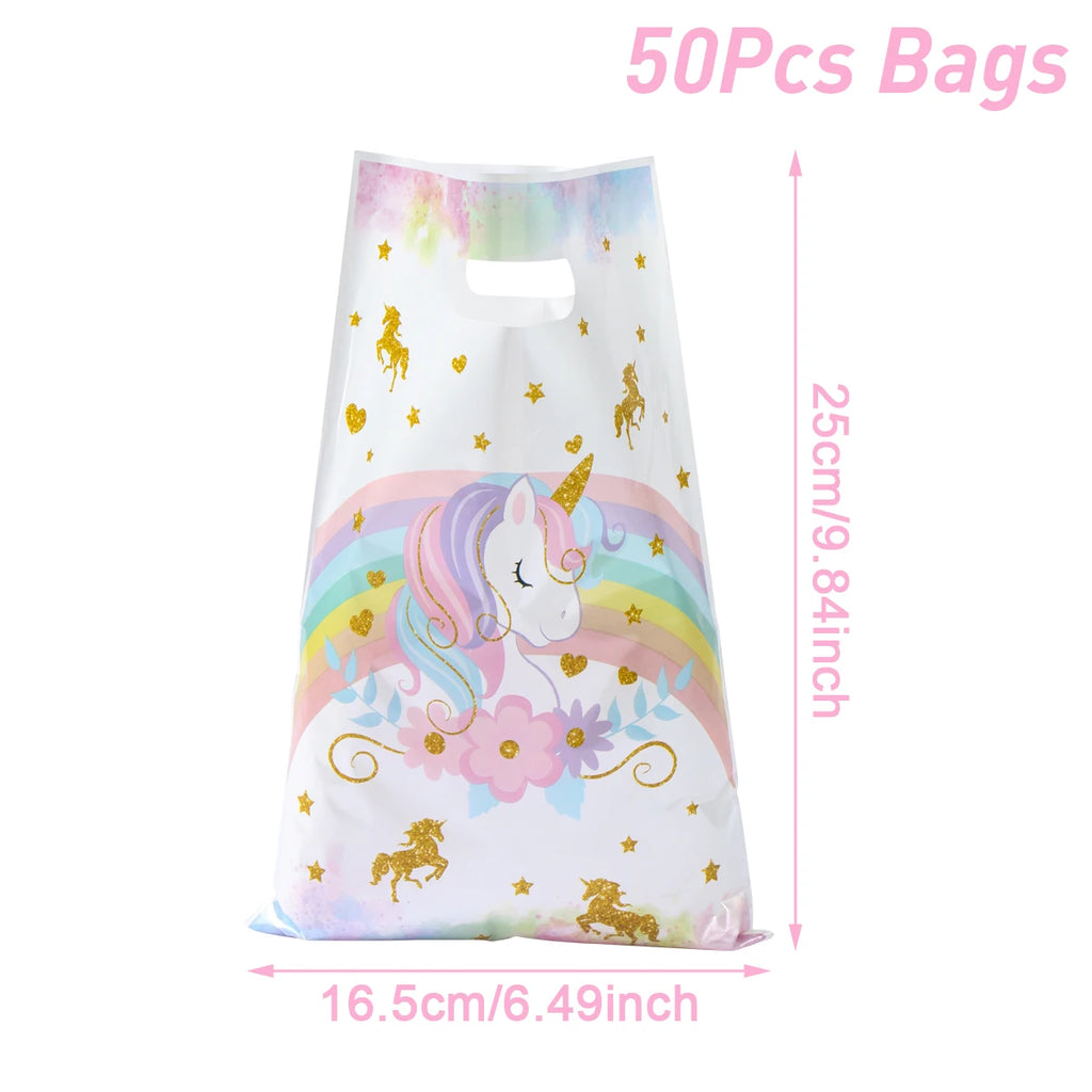 Rainbow Unicorn Handbag Candy Bag Happy 1st Birthday Party Decorations Kids Favors Gift Unicorn Box Baby Shower Girls Supplies