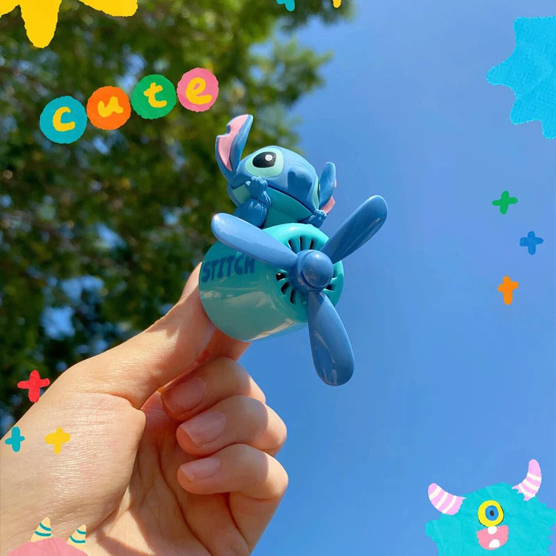 Anime Stitch Car Aromatherapy Accessory Kawaii Spider-Man Car Air Conditioning Port Decoration Rotating Propeller Toys Gifts
