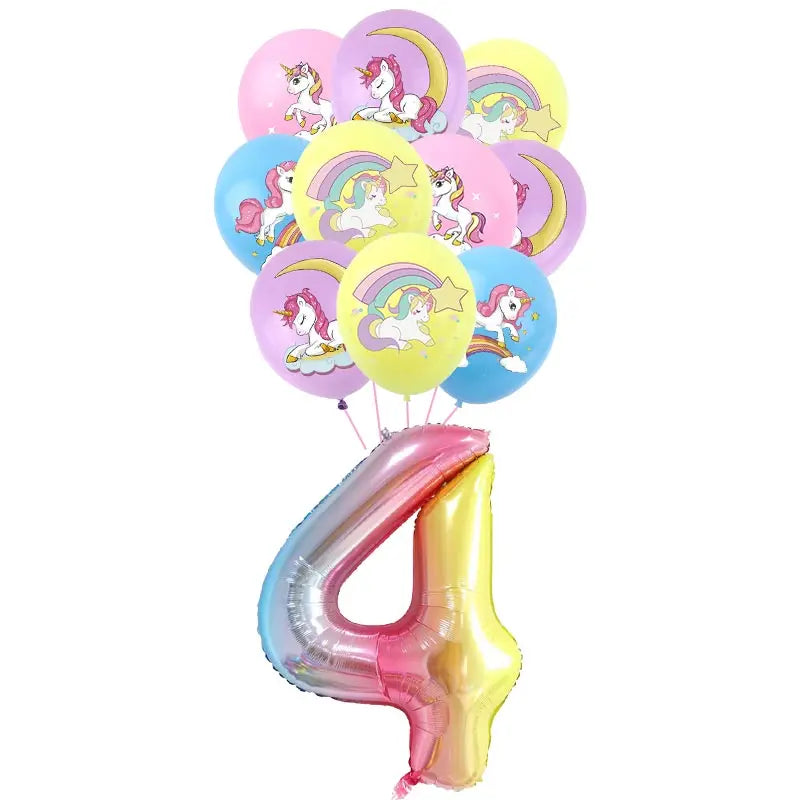 Unicorn Decoration For Birthday Girl Happy Birthday Unicorn Them Deco Kit Tableware Background Banner Balloons Supplies For Kids
