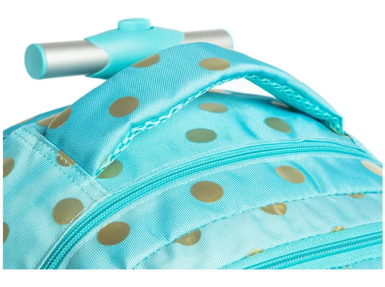 Children's School Backpack with Wheels Kids Wheeled School Bag Teenagers Bag Girls Canvas Backpack Travel Luggage Trolley Bags