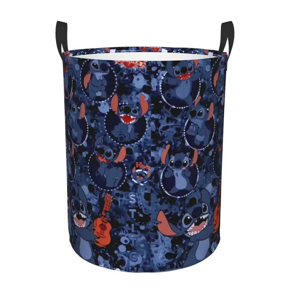 Customized SLilo And Stitch Cartoon Laundry Hamper Large Storage Basket Anime Kids Nursery Toy Organizer