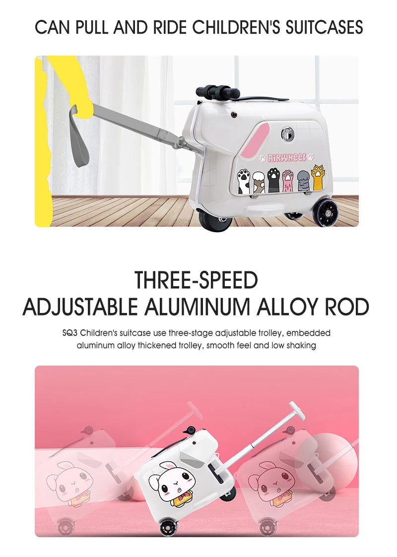 Airwheel SQ3 Kids Suitcase Travel Suitcase Luggage Wholesale Lightweight Kids Travel Trolley Bags Vintage Spinner Rolling Girls