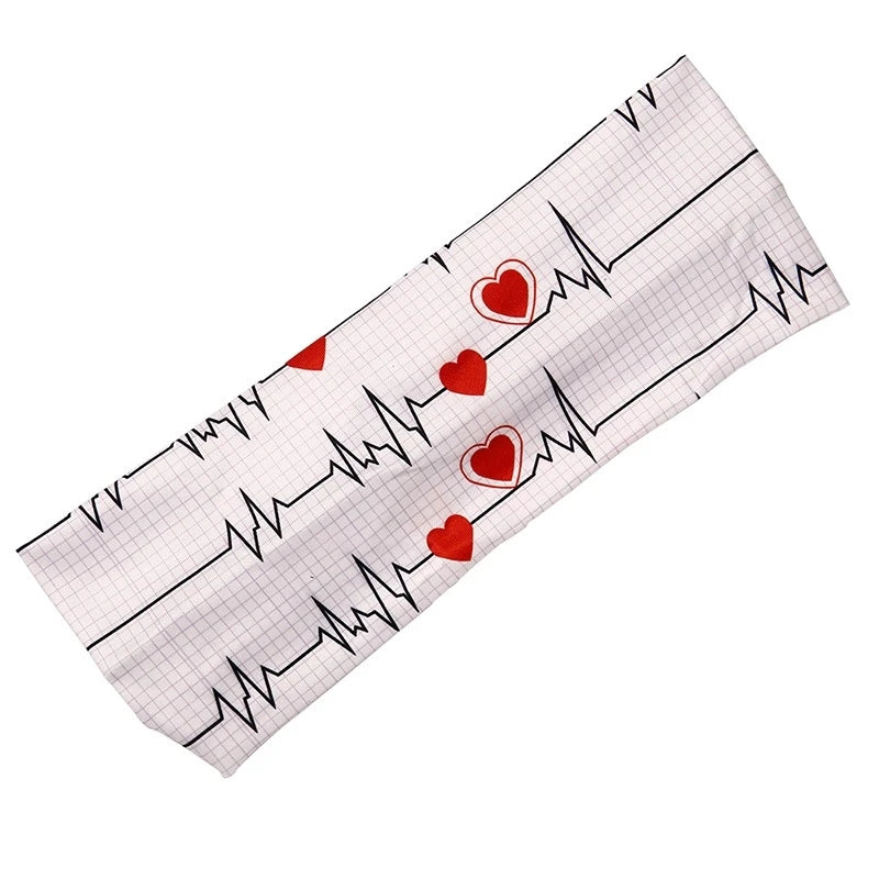 Medical Headband For Girl Buttons Hairbands Women Hair Band Printed Bandanas cute Headband Sweat -absorbing Turbans Elastic