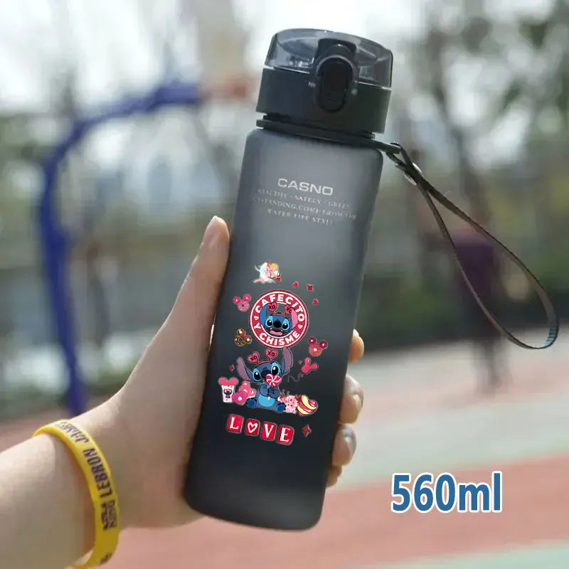 Lilo&Stitch 560/600/400ML Water Cup Children Portable Plastic Transparent Straw Stitch Outdoor Large Capacity Sport Water Bottle