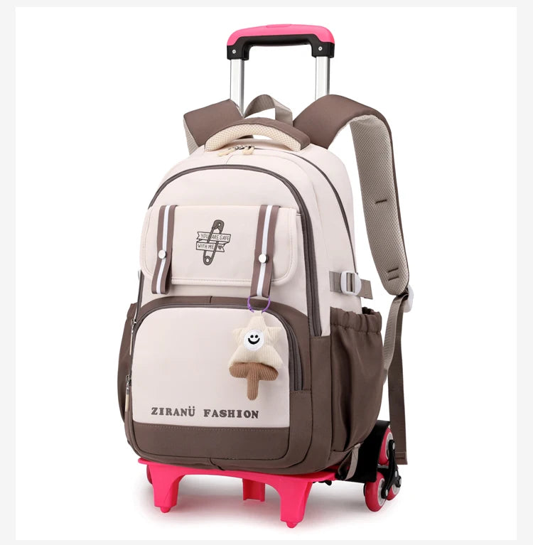 School Backpack with wheels Rolling Backpack for Girls Kids Student Wheeled Backpack Trolley School Bag Travel Trolley Luggage