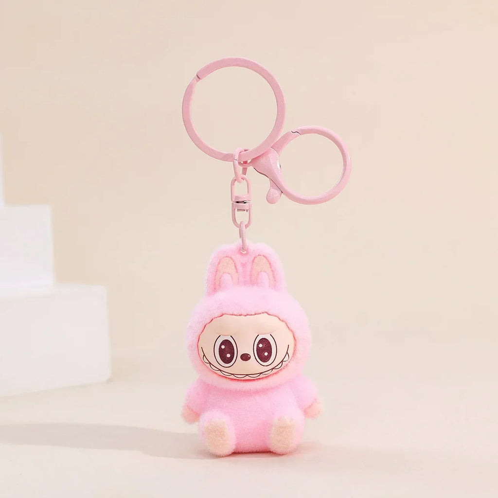 Cute Labubu Doll Pendant Keychain Exquisite Doll Fluff Pvc Toy Phone Ornaments Bag Charms Car Key Chain Kawaii Accessories Gifts