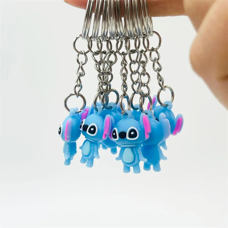 10Pcs/Lot Cartoon Cute Disnesy Stitch Mini Keychain Kawaii Doll Keyring Fashion Bag Cute Ornament Pandent for Girls Gifts Toys
