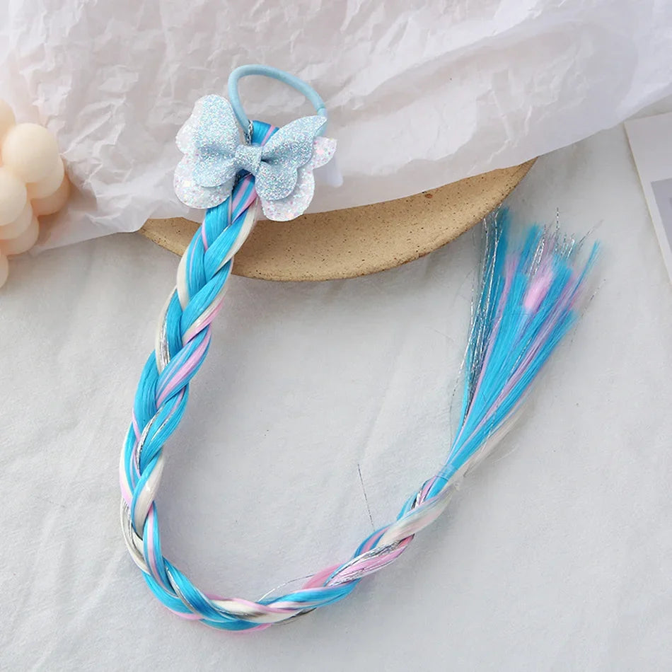 Princess Braid Unicorn Rainbow Hairpiece Cosplay Braided Wigs for Elsa Dress Up Set for Toddler Girls Party Wedding Birthday