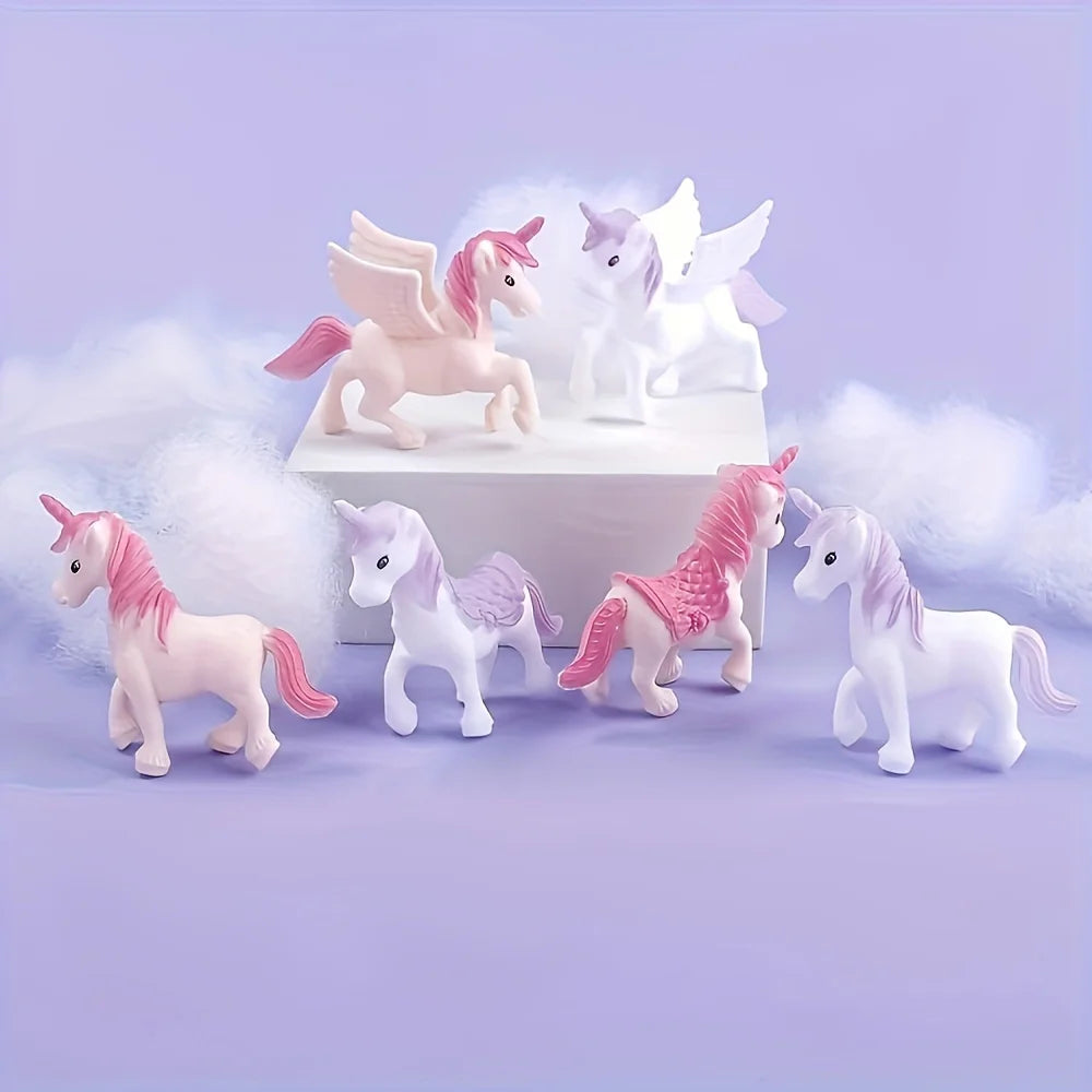 3/6pcs Mini Unicorn Cake Decoration set, Plastic Materia,Girl Birthday Party Supplies,Purple & Pink Unicorn Cake Topper