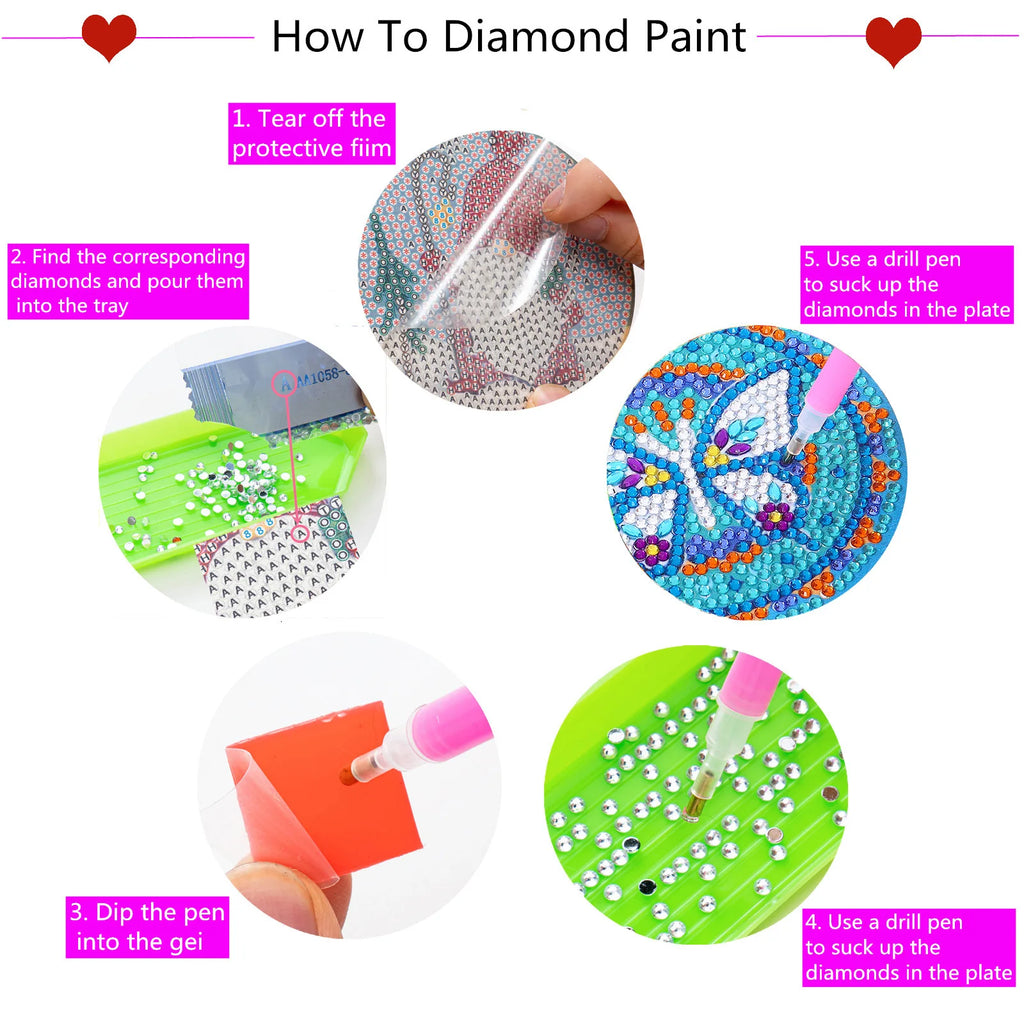 5DDIY Wooden Dot Diamond Cup Cushion with Thermal Insulation and Anti Slip Diamond Painting Stitch Coffee Cup Cushion
