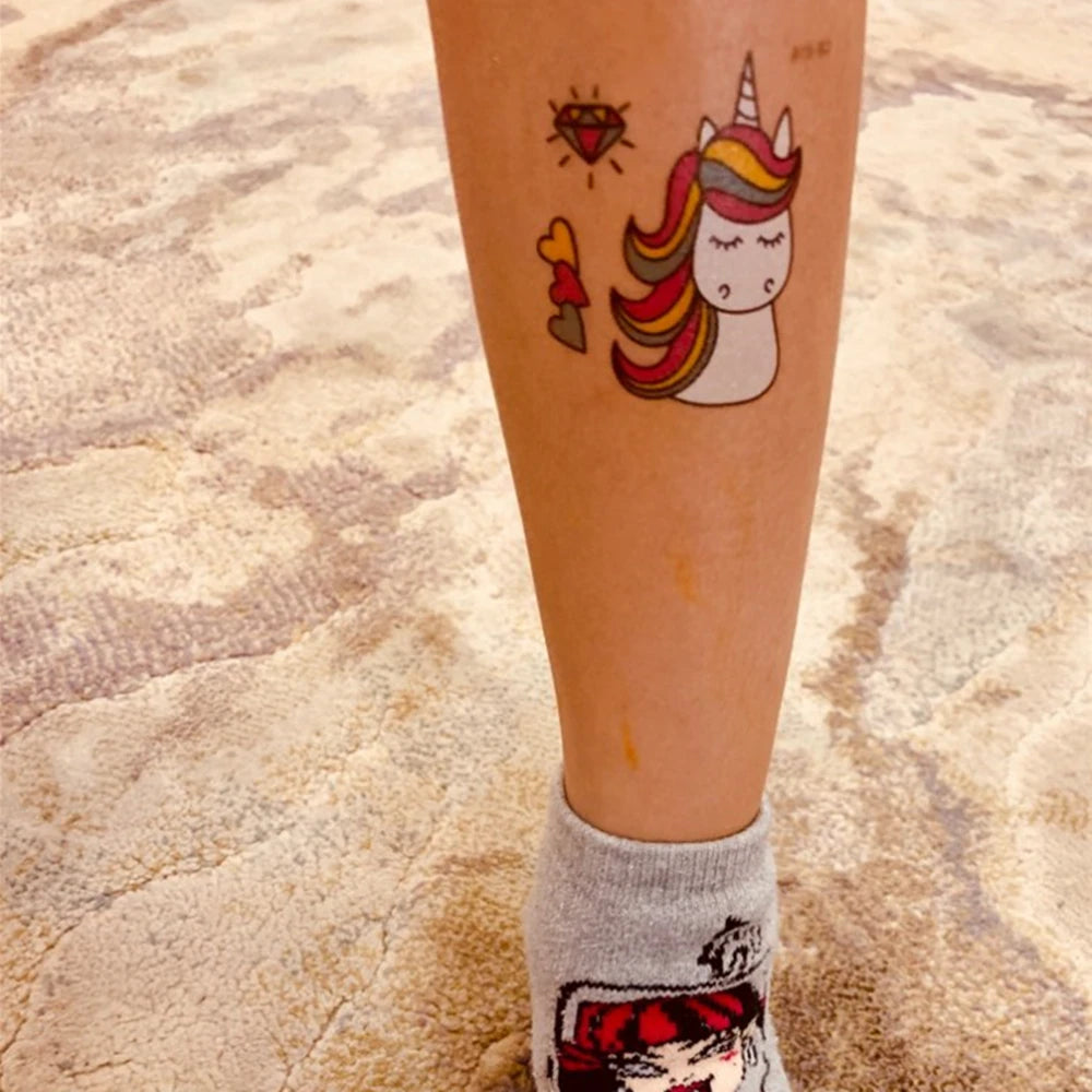25Pcs Small Unicorn Temporary Tattoo Stickers Cartoon Rainbow Horse Pattern For Kid Birthday Party Favors,Gifts,Stocking Stuffer