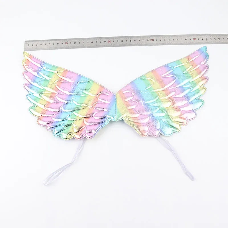 Cute Unicorn Theme Wings Rainbow Little Girls Angel Wings Baby Shower Kids Birthday Party Decoration Prom Performance Cosplay