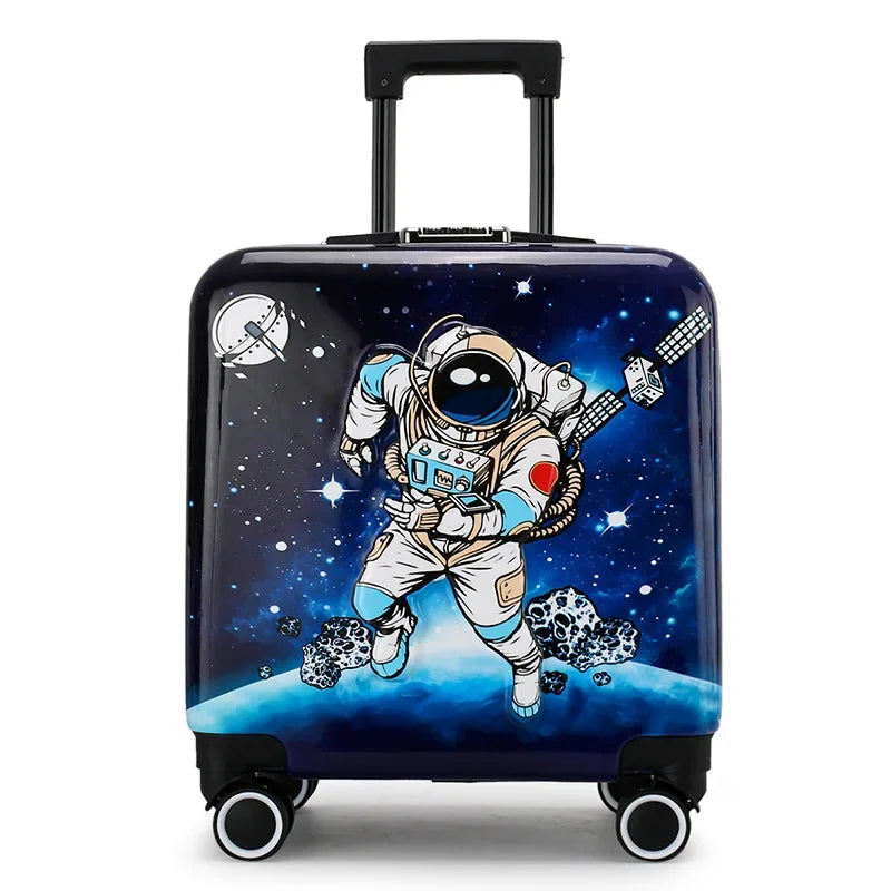 New cartoon kids travel suitcase on wheels,carry on cabin trolley luggage bag,girls rolling luggage case,children gift,suitcase
