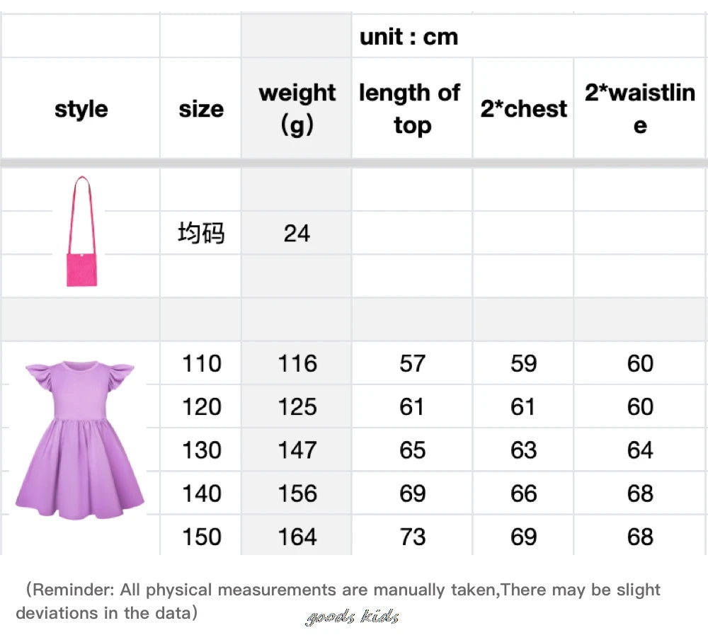 Hot Lilo And Stitch Children's Dress Set Cartoon Cute Girl Dress Flying Sleeve Toddler Dress And Small Bag Birthday Gift