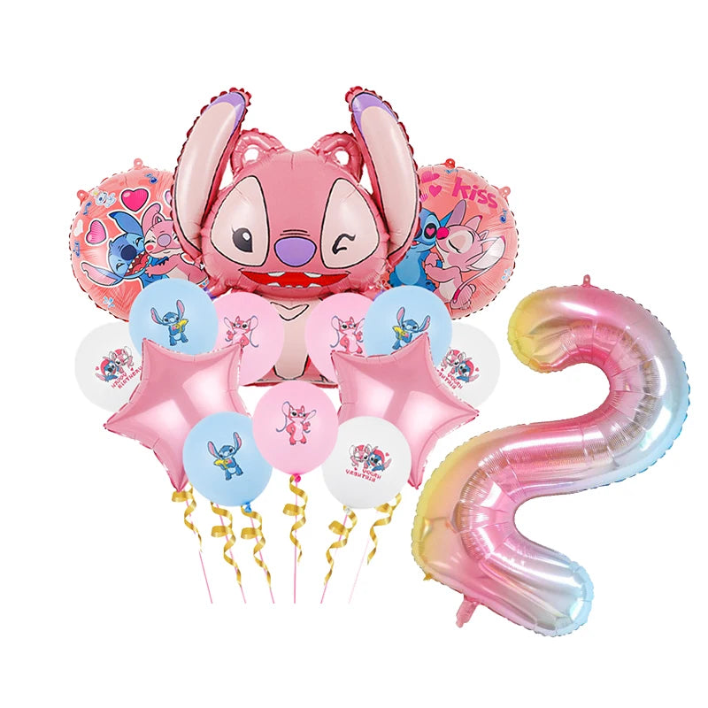 Lilo & Stitch Birthday Decorations Pink Girls Paper Cups Plates Napkins Cake Topper Tableware Set Balloons Decor Party Supplies