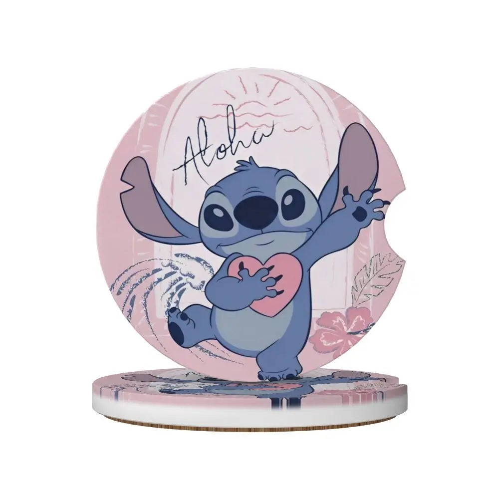 Kawaii Stitch Cartoon Car Cup Coaster 2PCS Universal Cup Holders Embedded in Ornaments Coaster Car Interior Accessories