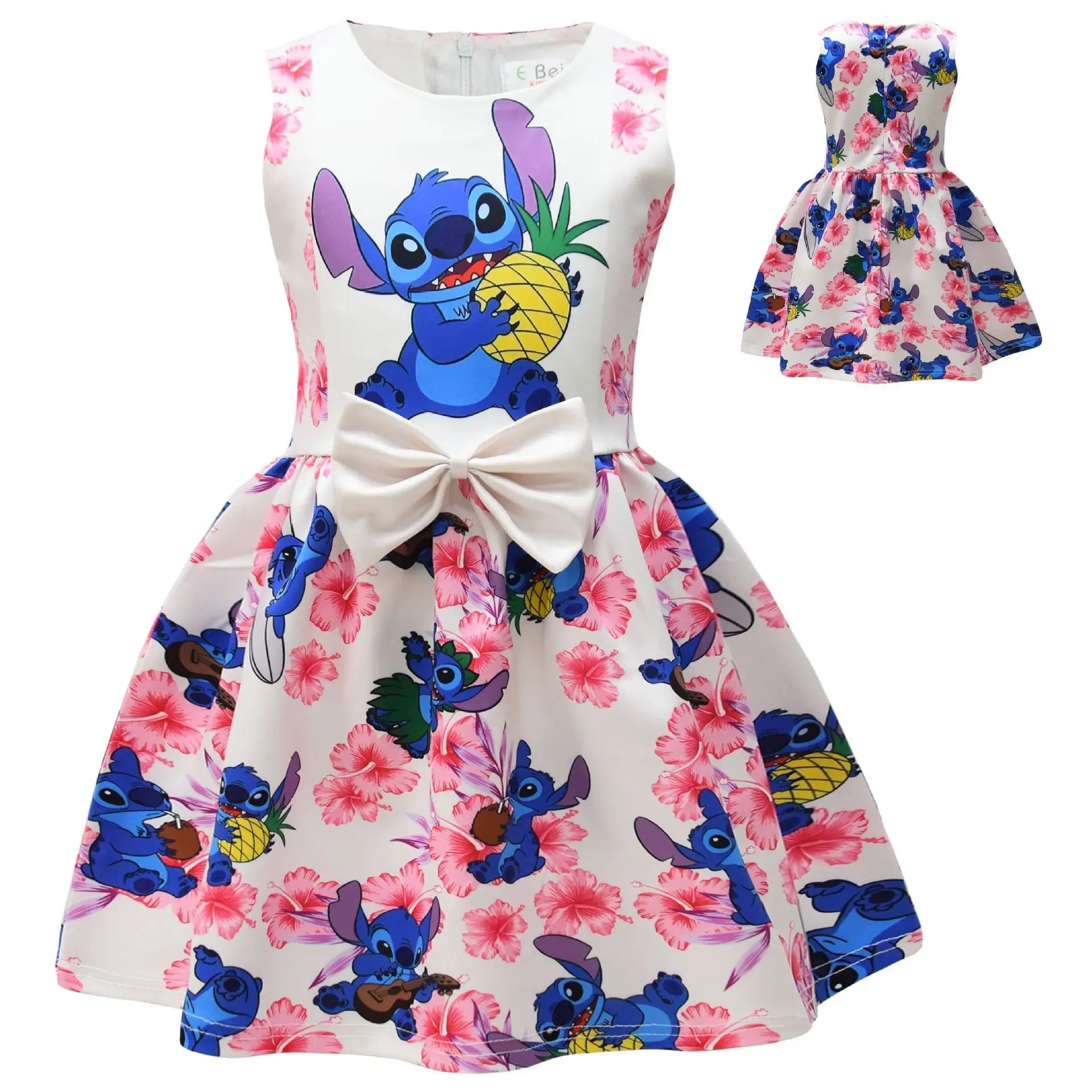Lilo & Stitch Girls Dress Cute Cartoon Fashion Kids Holiday Cosplay Dress Girl Summer Stitch Princess Dress Birthday Gift