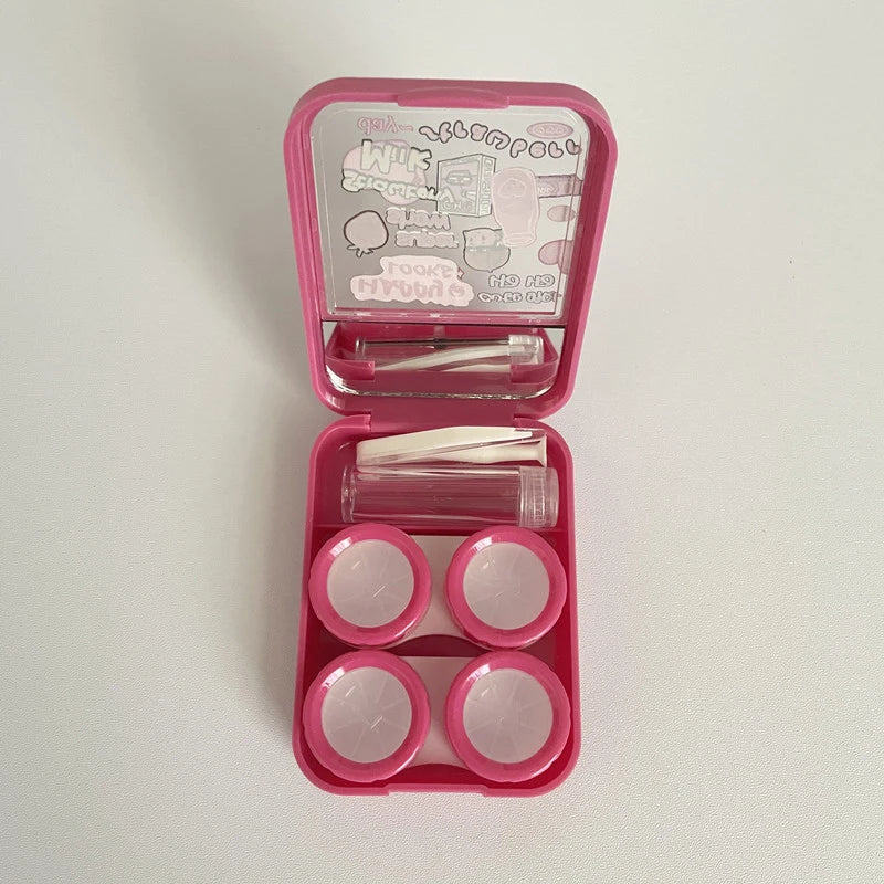 1pcs Cute Mini Contact Lenses Case Kit For Girls Travel Portable Contact Lens Box Contact Lens Storage Container